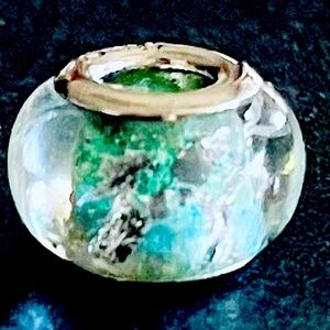 BACI Italian Silver and blue and silver Foil Glass Charm